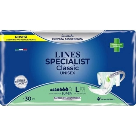 Lines Specialist Classic Pannolone a Mutandina Super Misura Grande 30 Pezzi