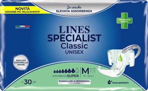 Lines Specialist Classic Pannolone a Mutandina Super Misura Media 30 Pezzi